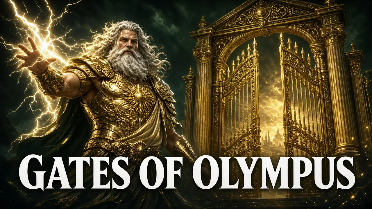The Gates of Olympus logo on a LakhBet card.