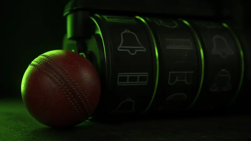 A cricket ball and slot reels beside the LakhBet sign-up band.