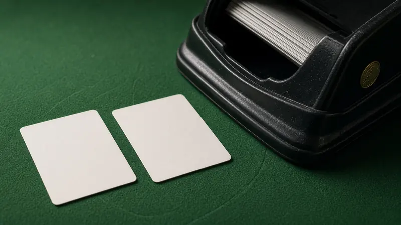 A dealer faces an open blackjack layout on the LakhBet Infinite Blackjack table.