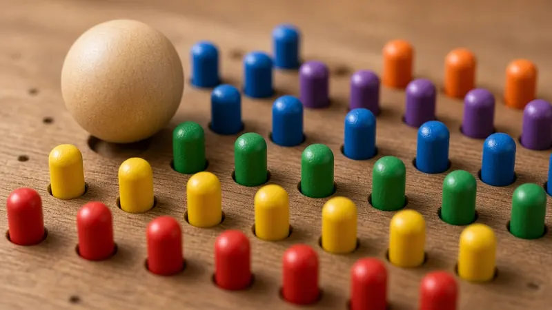 A single ball drops through coloured pegs on the LakhBet Plinko desk.
