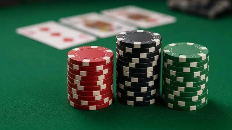 A dealer shows three cards beside a pot on the LakhBet Teen Patti felt.